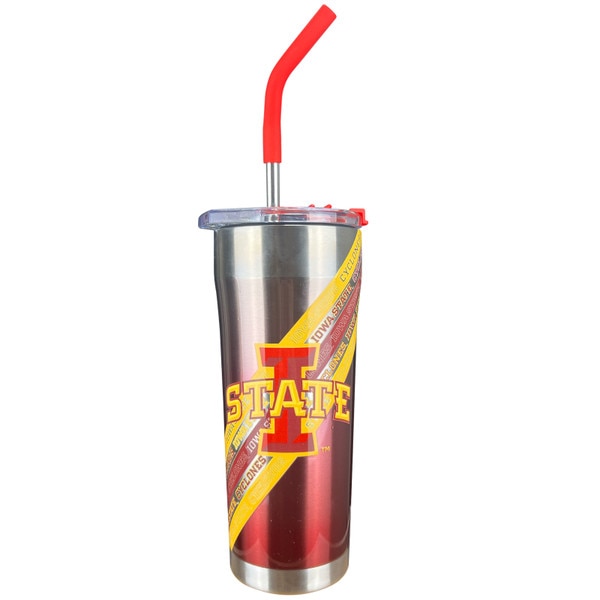 I-State Cardinal & Gold Diagonal Straw Tumbler